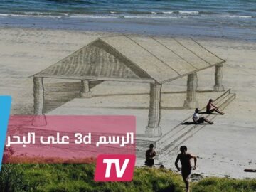 رسوم ثلاثية الأبعاد على شاطئ البحر
