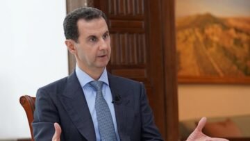 Syria’s President Bashar al-Assad speaks during an interview with Russia 24 in Damascus